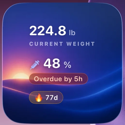 Today widget — current weight and dose countdown